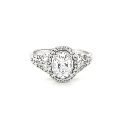 BMR84081 - Oval Cut Halo Flower  - Engagemet Ring