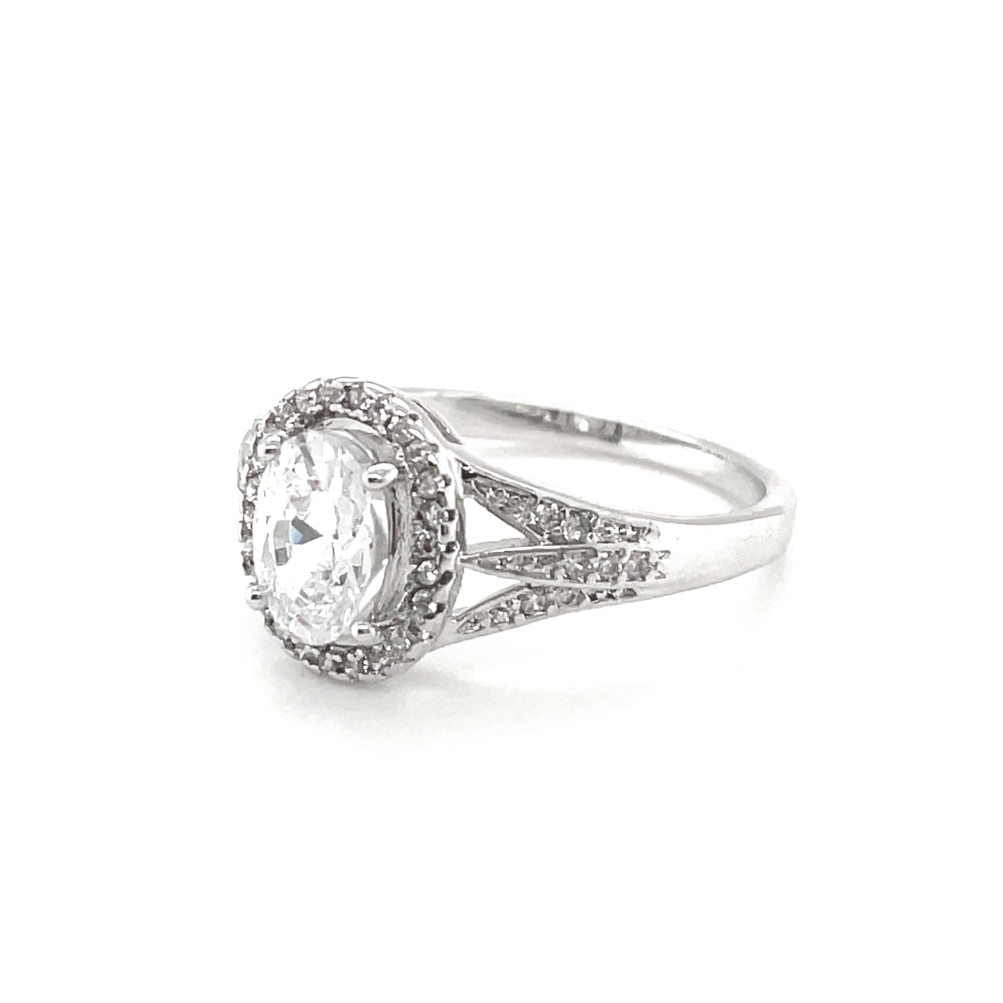 BMR84081 - Oval Cut Halo Flower  - Engagemet Ring