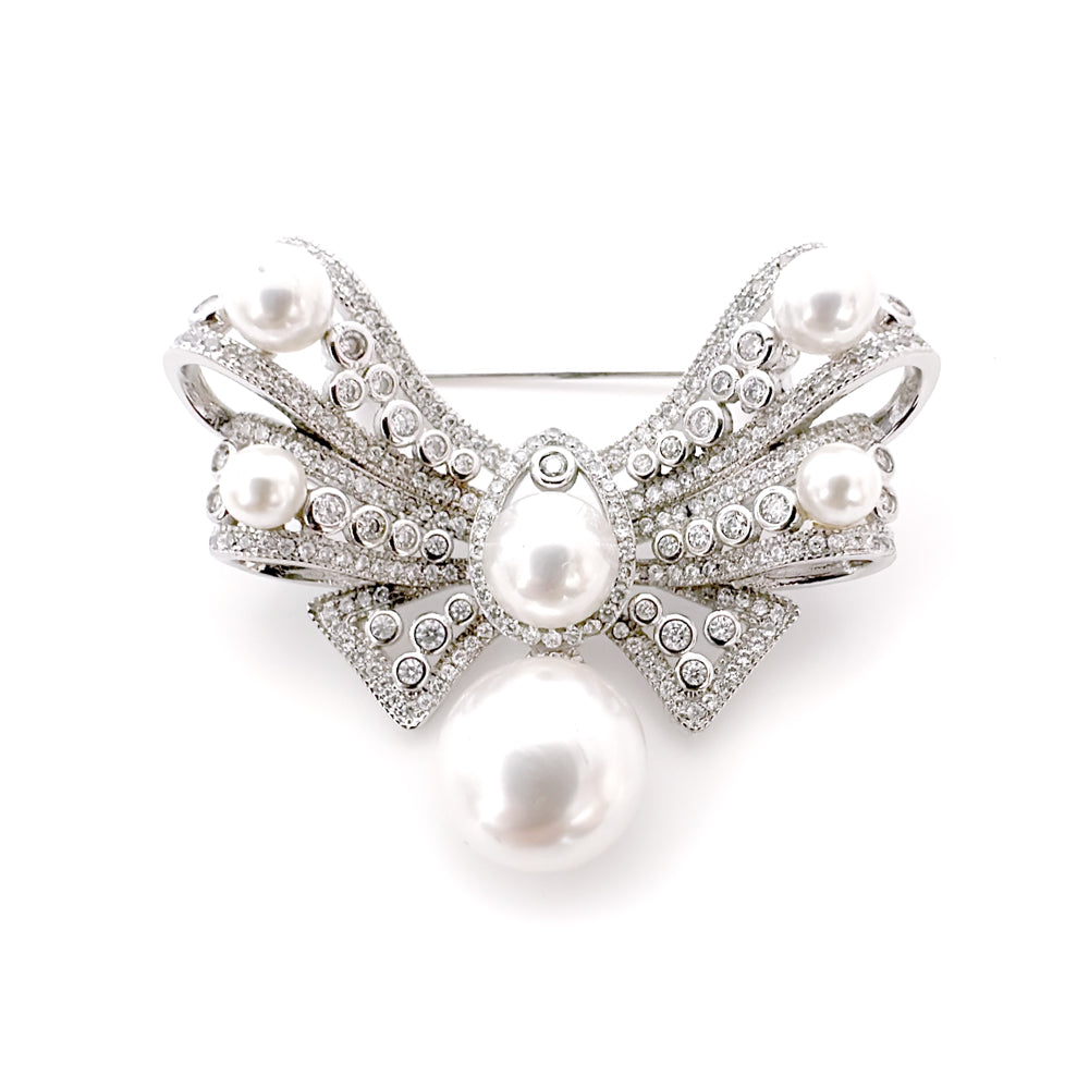 BMC88141 - Korean Version Of Pearl Bow - Brooch