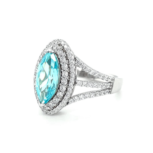 SMR88170 - Mermaid Aquamarine Series - Versailles Collection S925 Silver Ring