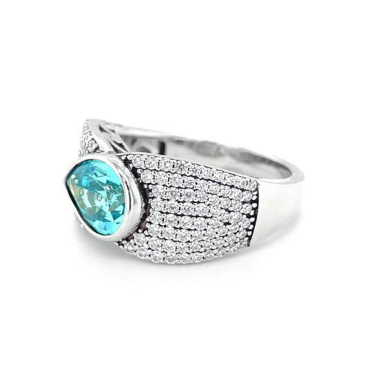 SMR88176 - Versailles Court - Mermaid Aquamarine Series S925 - Silver Ring