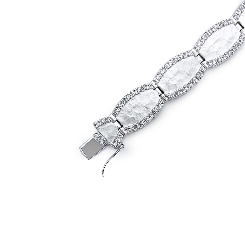 BMB10276 - Silver Slice With Paved Wh - Bracelet