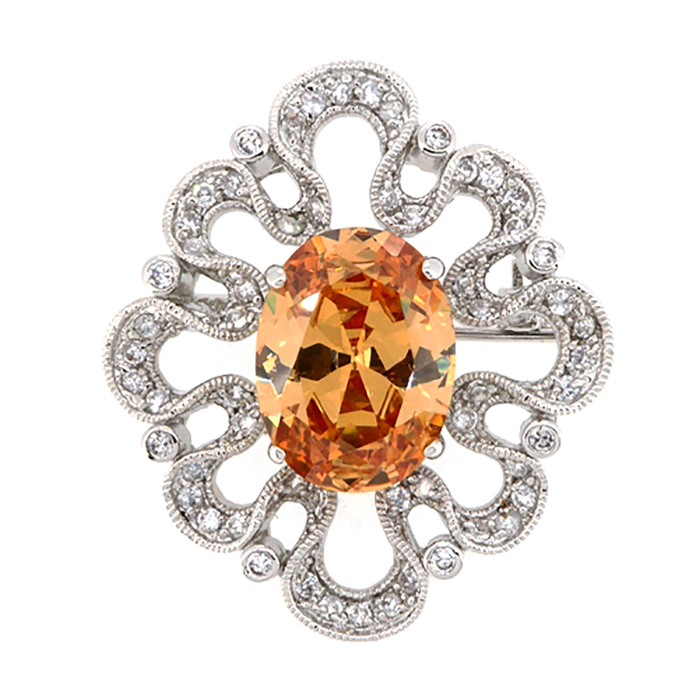 BMC10265 - Flower Yellow Gem - Brooch