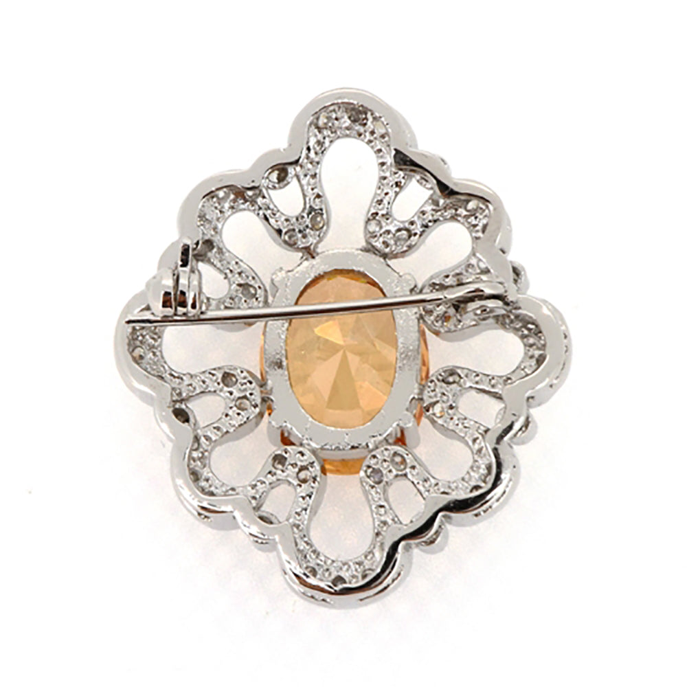 BMC10265 - Flower Yellow Gem - Brooch