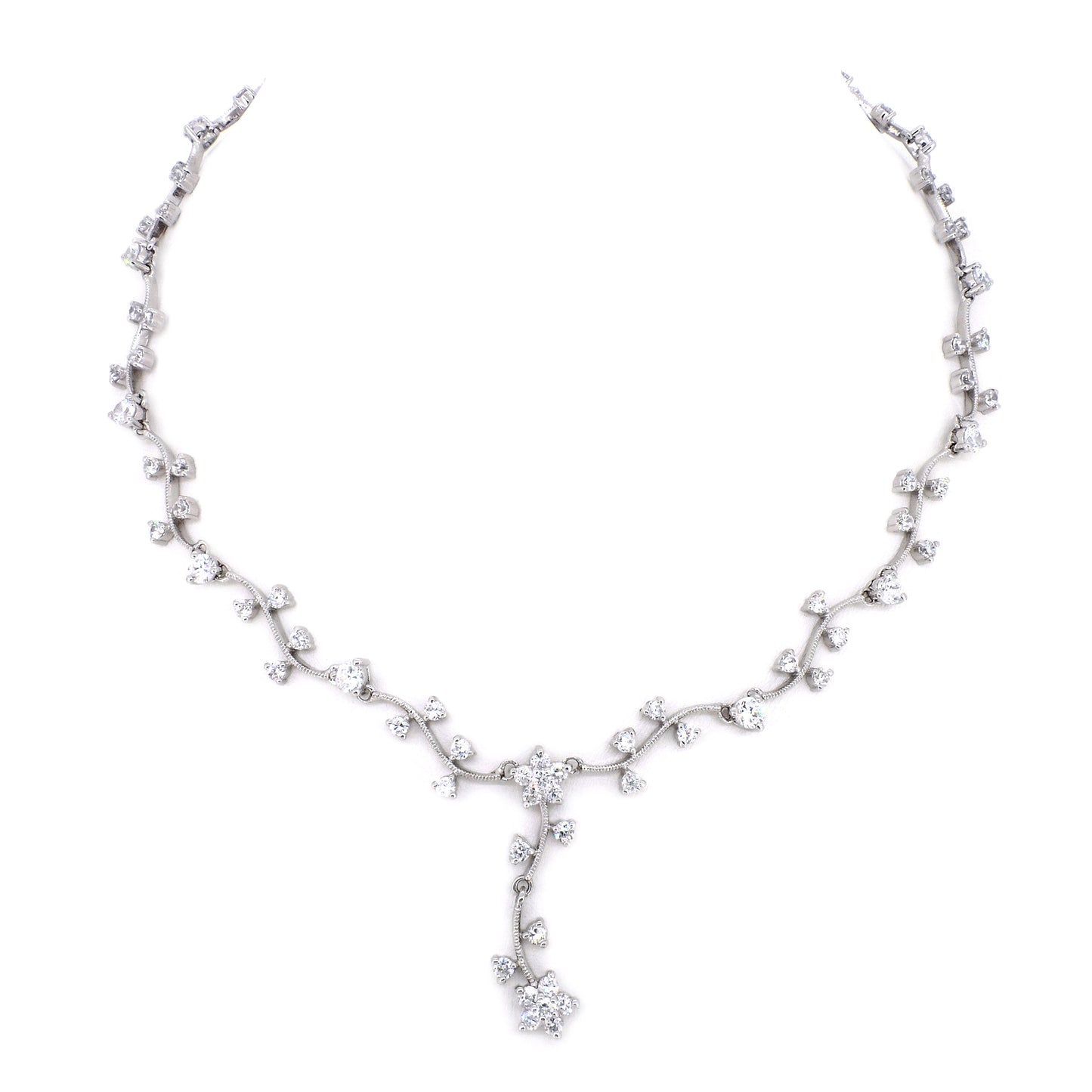 BMN25099 - Romantic Vine Bridal CZ Necklace - Statement Necklace