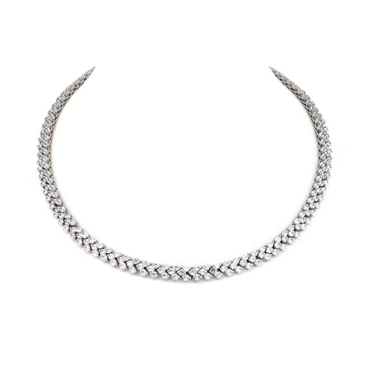 BMN90032 - Brilliant CZ  V Shape Bridal Necklace - Collar Necklace