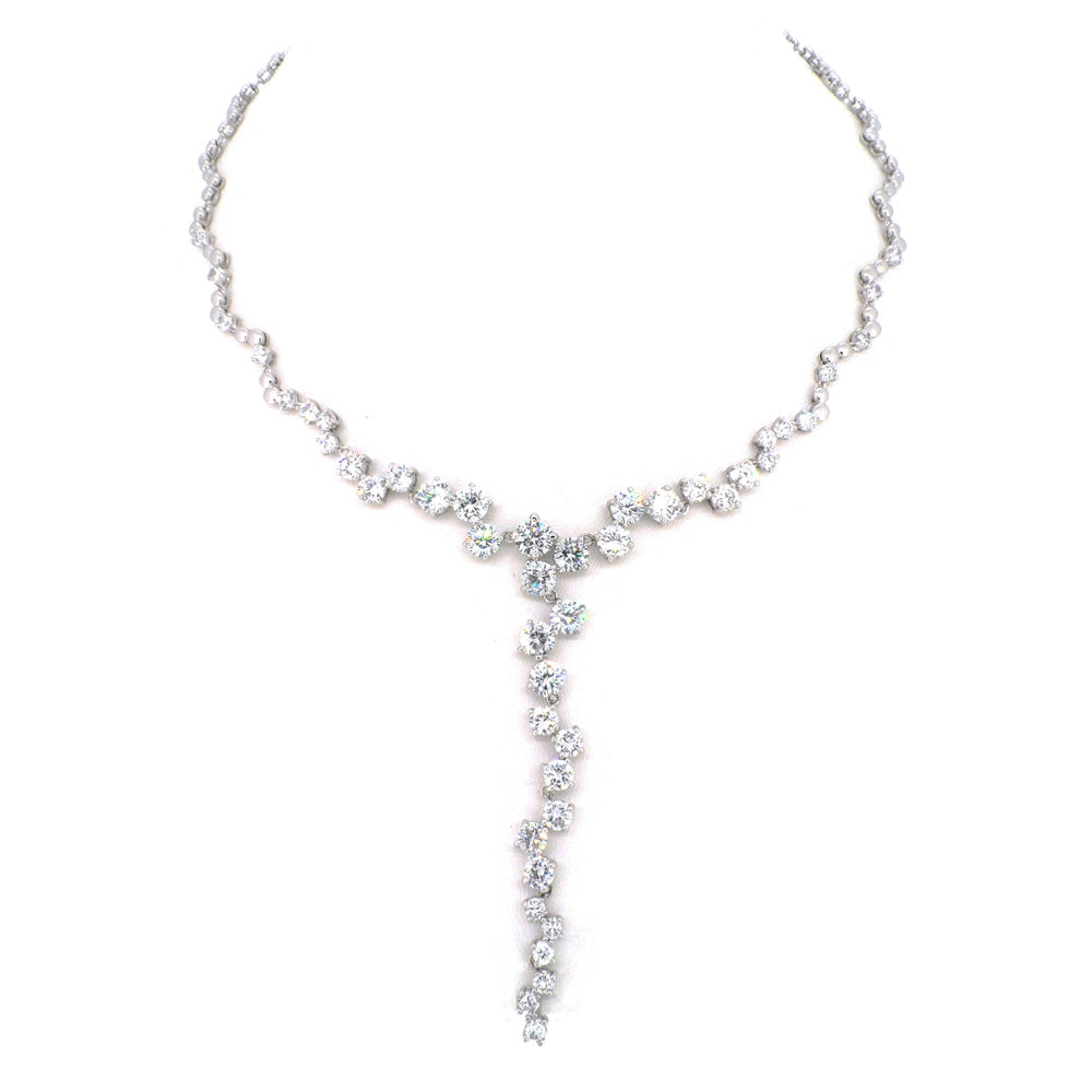 BMN98608 - Classic Round Cut Cubic Zirconia Dangle - Statement Necklace