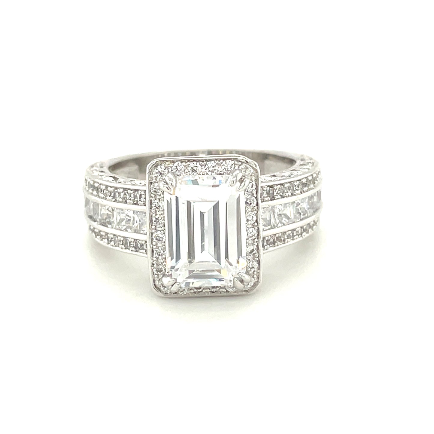 BMRJR4735WH - Emerald Cut Halo - Engagemet Ring