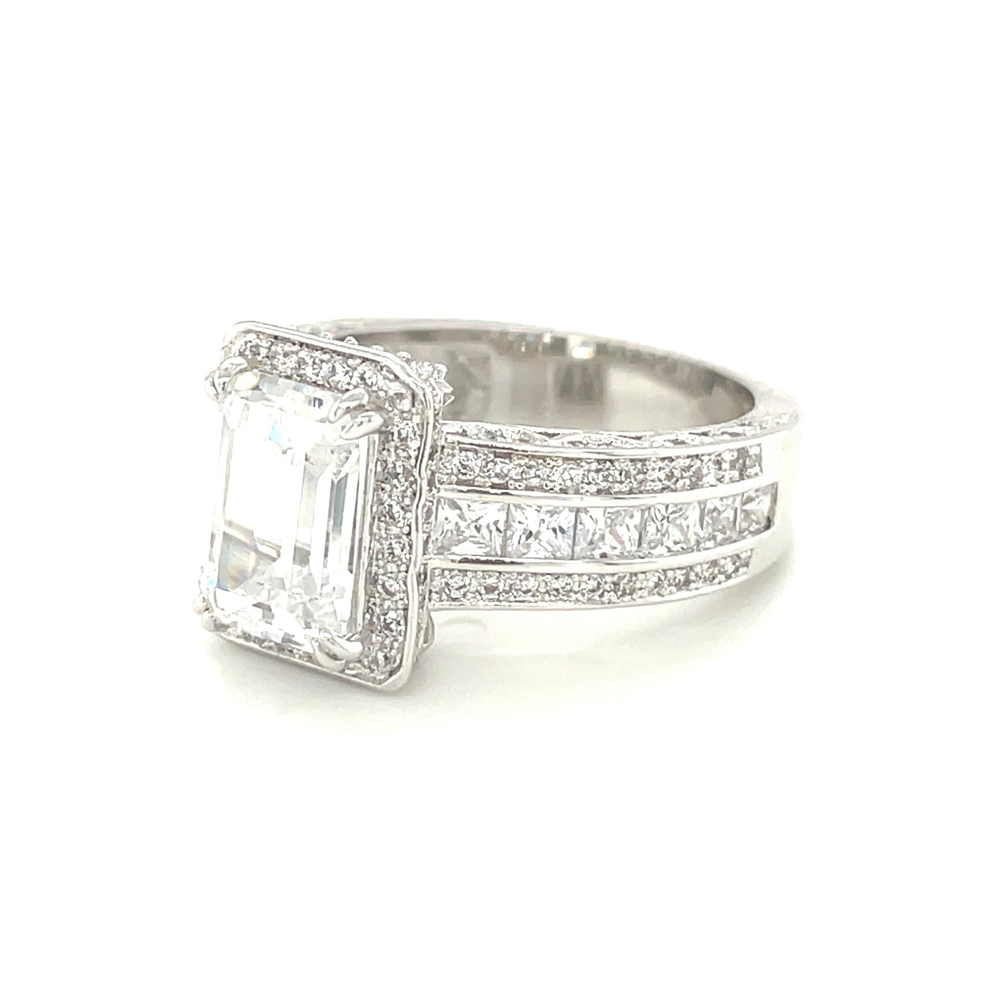 BMRJR4735WH - Emerald Cut Halo - Engagemet Ring